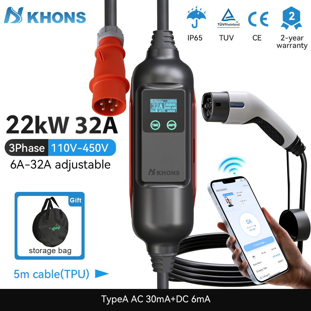 Ev Charger Type 2 22Kw 32A 3 Phase - Tiens ons Portable EV Chargeur Vope2